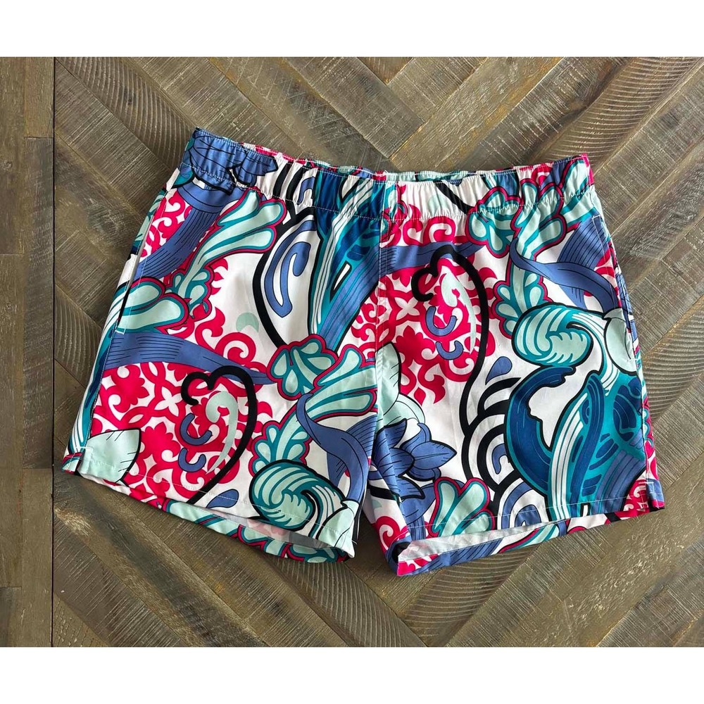Reel Legends Womens Performance Shorts Large Paisley Scroll Print Multi-Color